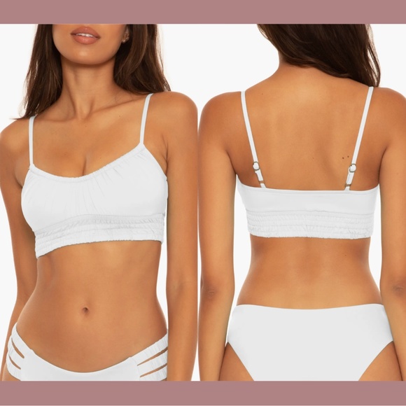 NWD $68 Becca‎ [ Medium ] Color Code Smocked Cami Bikini Top in White #U903 - Picture 1 of 13